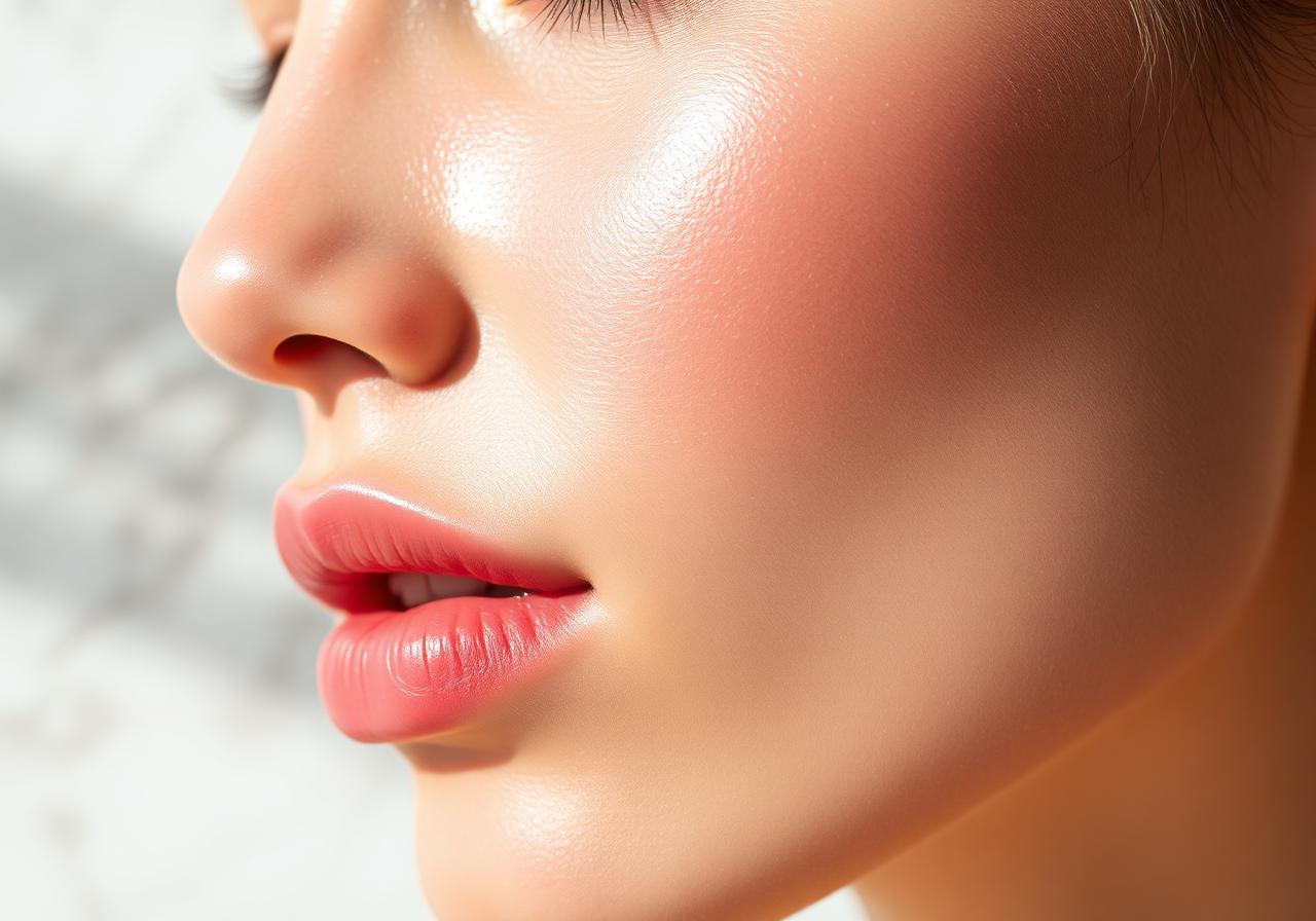 Radiant glowing skin after using collagen peptides
